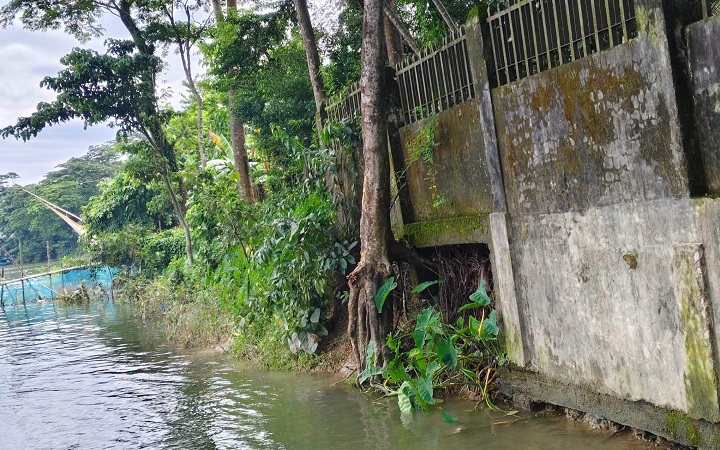 মূল ভবনে ফাটল, নদীগর্ভে বিলীনের পথে জেলা পরিষদ ডাকবাংলো