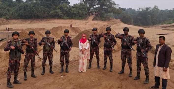জৈন্তাপুর উপজেলা প্রশাসনের অভিযানে ১৫ ট্রাক বালু জব্দ