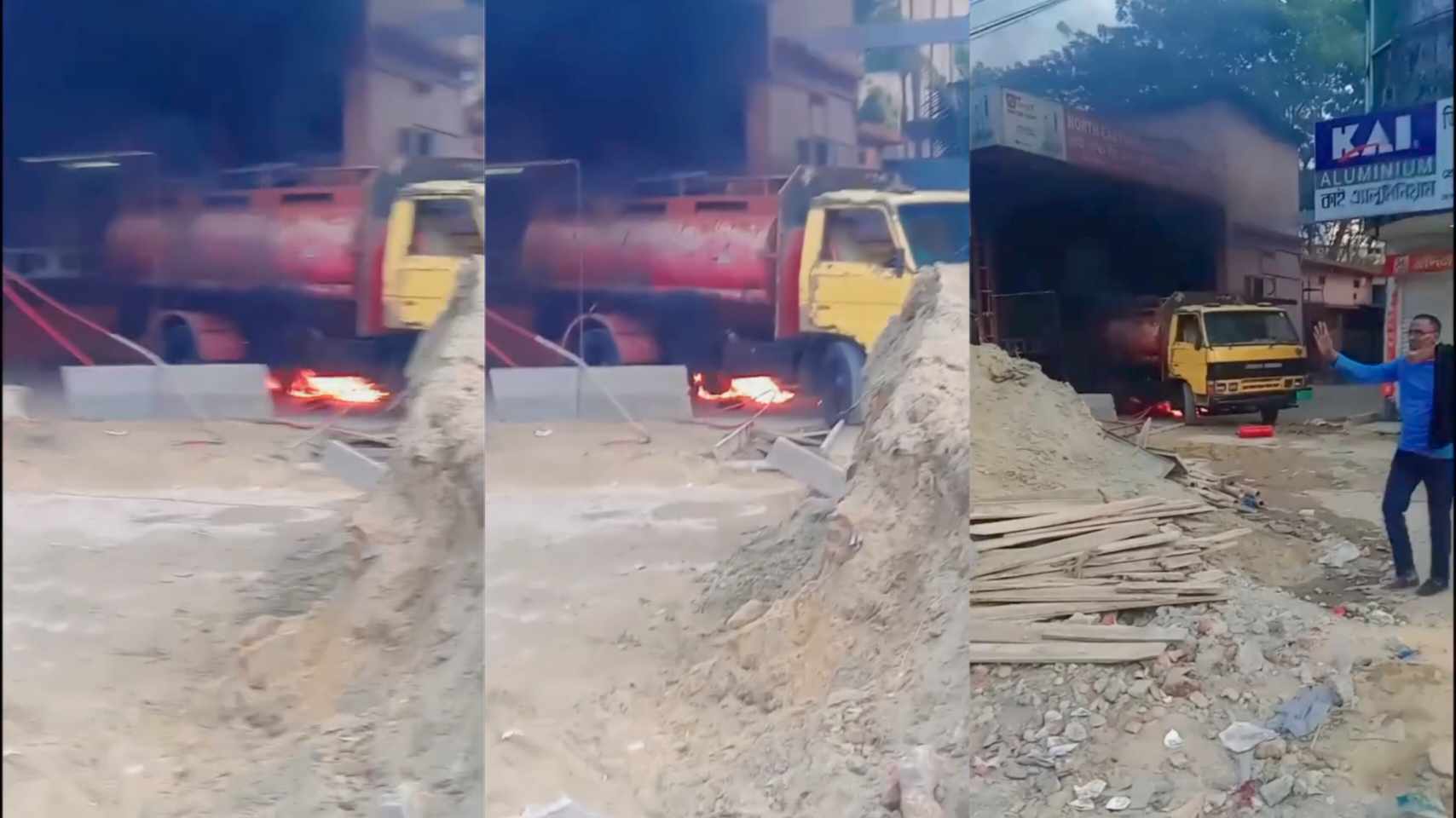 মদিনা মার্কেটে পাম্পে রাখা ট্রাকে আগুন, আহত ৪