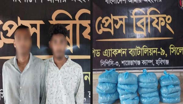 নবীগঞ্জে ১৯ কেজি গাঁজাসহ র&zwnj;্যাবের হাতে দুই তরুণ আটক