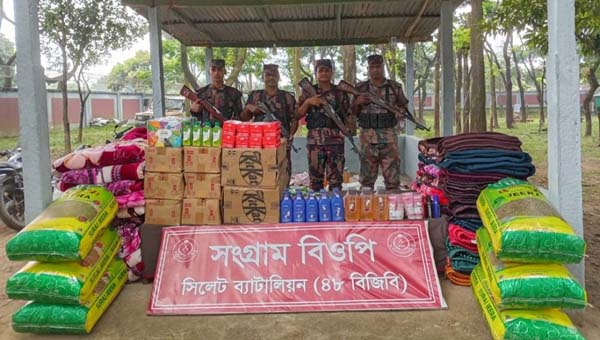 সিলেট সীমান্তে বিজিবির পৃথক অভিযান, সাড়ে ১২ লাখ টাকার পণ্য জব্দ