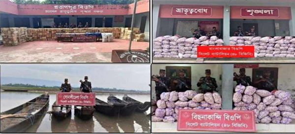 বিজিবি&rsquo;র অভিযানে সাড়ে ৮৩ লক্ষ টাকার চোরাই পণ্য জব্দ