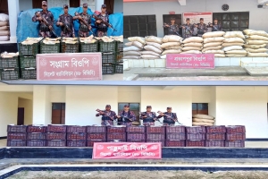 সিলেট সীমান্তে অর্ধ কোটি টাকার অধিক ভারতীয় মালামাল আটক