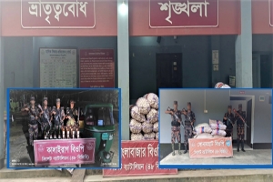 সিলেটে বিজিবির অভিযানে ৫,৬০০ কেজি ভারতীয় চোরাই পণ্য ও যানবাহন আটক