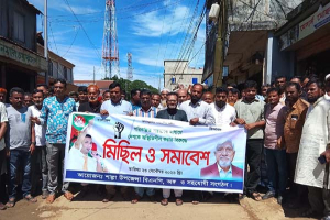 শাল্লায় দেশকে অস্থিতিশীল করার প্রতিবাদে বিএনপির বিক্ষোভ মিছিল